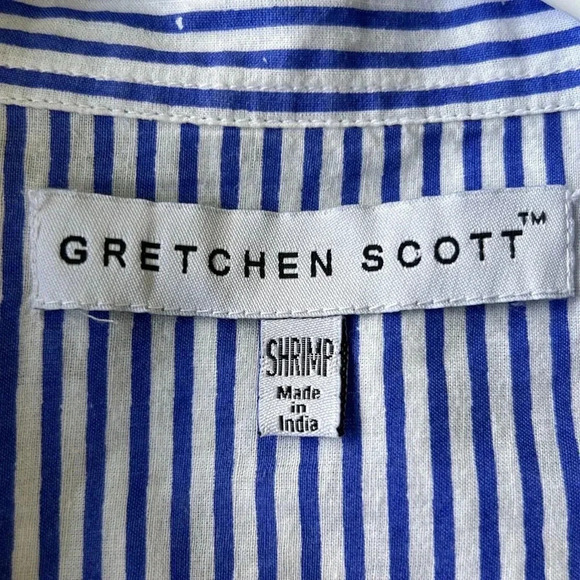 Gretchen Scott blue and white button shirt tunic cotton 3/4 sleeve Size XS - Picture 5 of 9